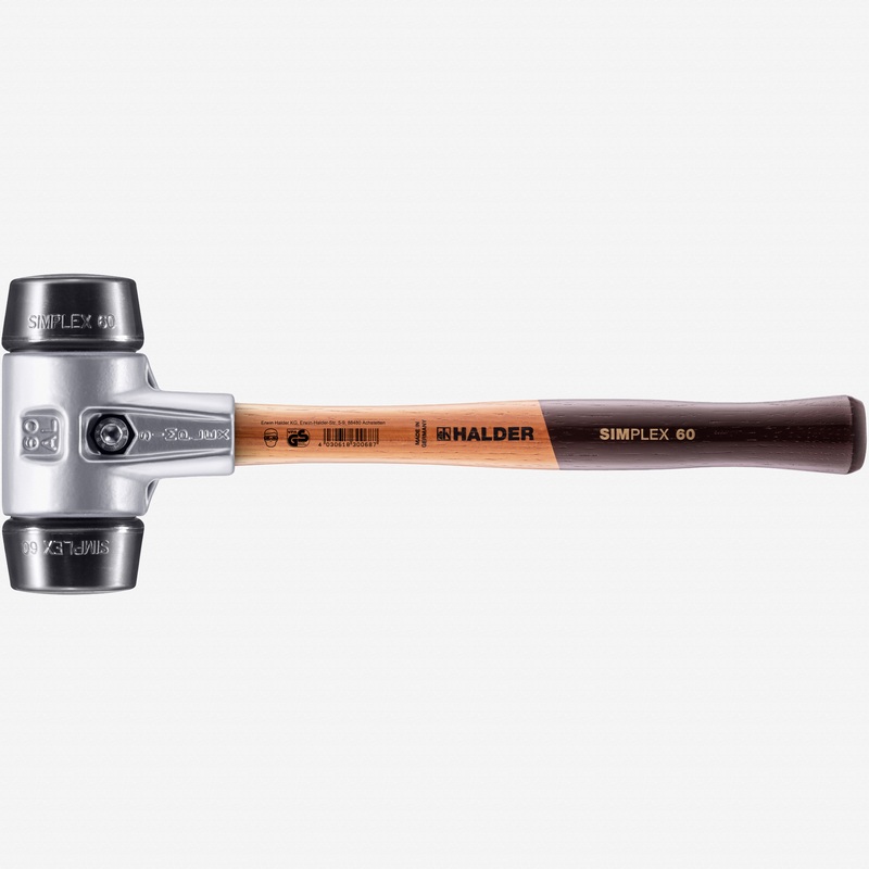 Halder Simplex Mallet with Black Rubber Inserts and Lightweight Aluminum Housing, 2.36" / 34.57 oz.