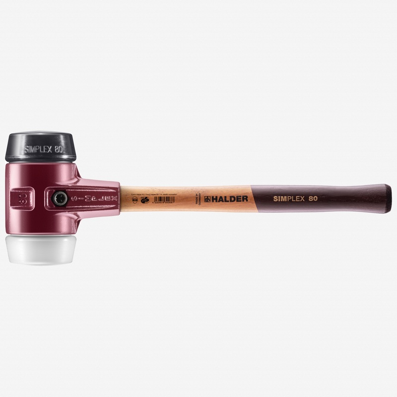 Halder Simplex Mallet with Black Rubber/Superplastic Inserts and Cast Iron Housing, 3.15" / 97.71 oz.