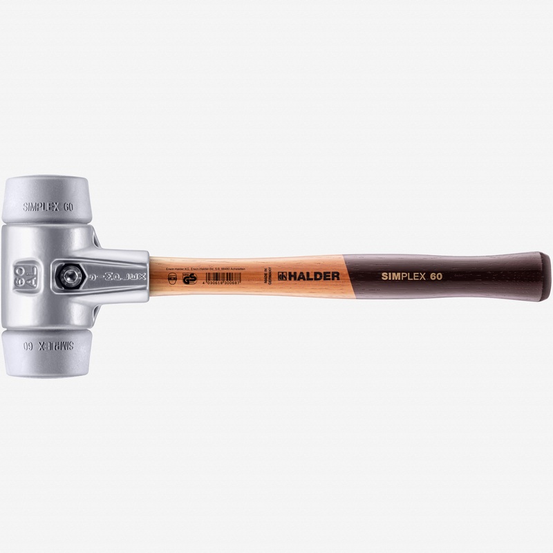 Halder Simplex Mallet with Grey Rubber Inserts and Lightweight Aluminum Housing, 2.36" / 29.1 oz.