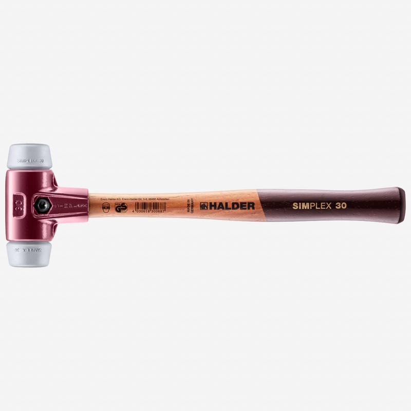 Halder Simplex Mallet with Non-Marring Grey Rubber Inserts and Cast Iron Housing, 1.18" / 11.82 oz.
