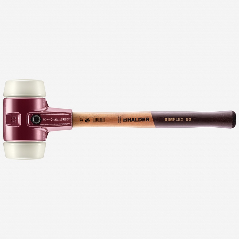Halder Simplex Mallet with Nylon Inserts and Cast Iron Housing, 3.15" / 101.59 oz.