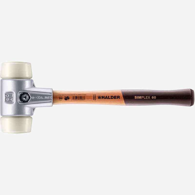 Halder Simplex Mallet with Nylon Inserts and Lightweight Aluminum Housing, 2.36" / 32.8 oz.