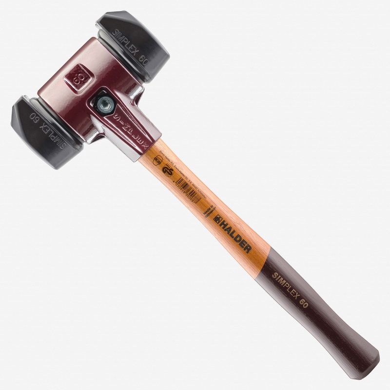 Halder Simplex Mallet with STAND-UP Black Rubber Inserts  and Cast Iron Housing , 2.36" / 56.44 oz.