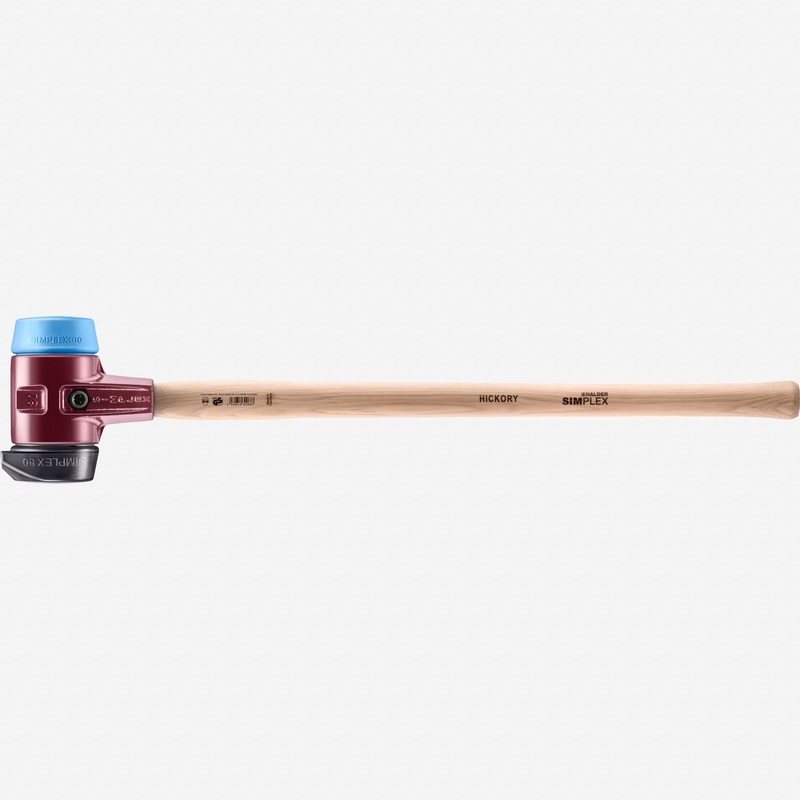 Halder Simplex Sledge Hammer with Soft Blue Rubber/STAND-UP Black Rubber Inserts and Cast Iron Housing, 3.15" / 114.82 oz.
