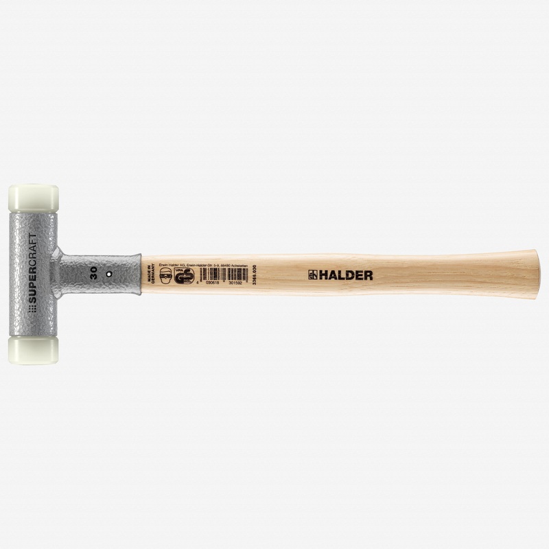 Halder Supercraft Dead Blow, Non-Rebounding Hammer with Nylon Face Inserts and Steel Housing, 1.18" / 16.23 oz.