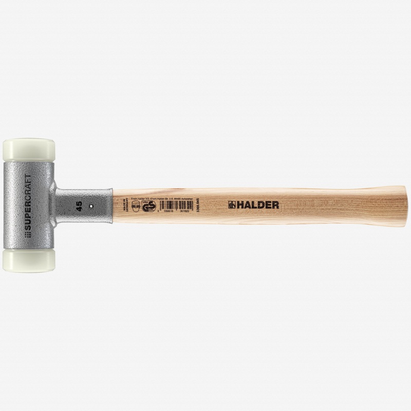 Halder Supercraft Dead Blow, Non-Rebounding Hammer with Nylon Face Inserts and Steel Housing, 1.77" / 29.28 oz.