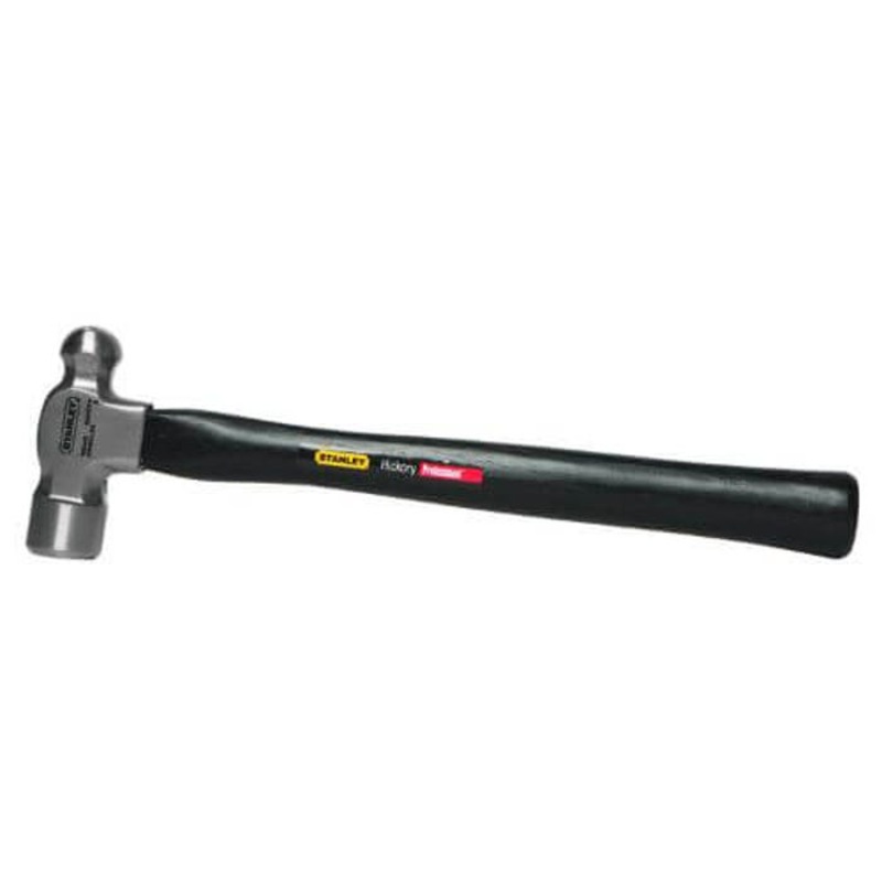 Stanley 54-024 Ball Pein Hammer, 15 in OAL, 24 oz Forged High Carbon Steel Head, Hickory Wood Handle