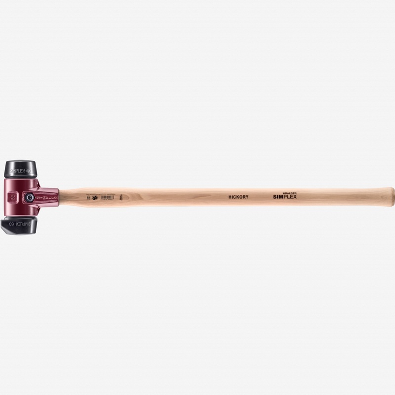 Halder Simplex Long Handle Mallet with Black Rubber/STAND-UP Black Rubber Inserts and Cast Iron Housing, 2.36" / 68.78 oz.