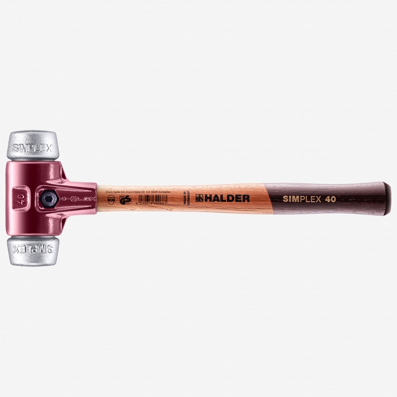 Halder Simplex Mallet with Aluminum Inserts and Cast Iron Housing , 1.57" / 26.46 oz.