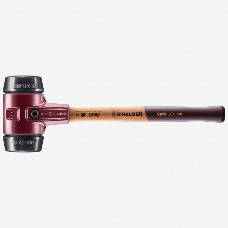 Halder Simplex Mallet with Black Rubber Inserts and Cast Iron Housing, 3.15" / 101.24 oz.