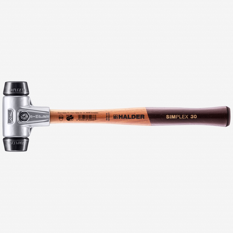 Halder Simplex Mallet with Black Rubber Inserts and Lightweight Aluminum Housing, 1.18" / 7.41 oz.
