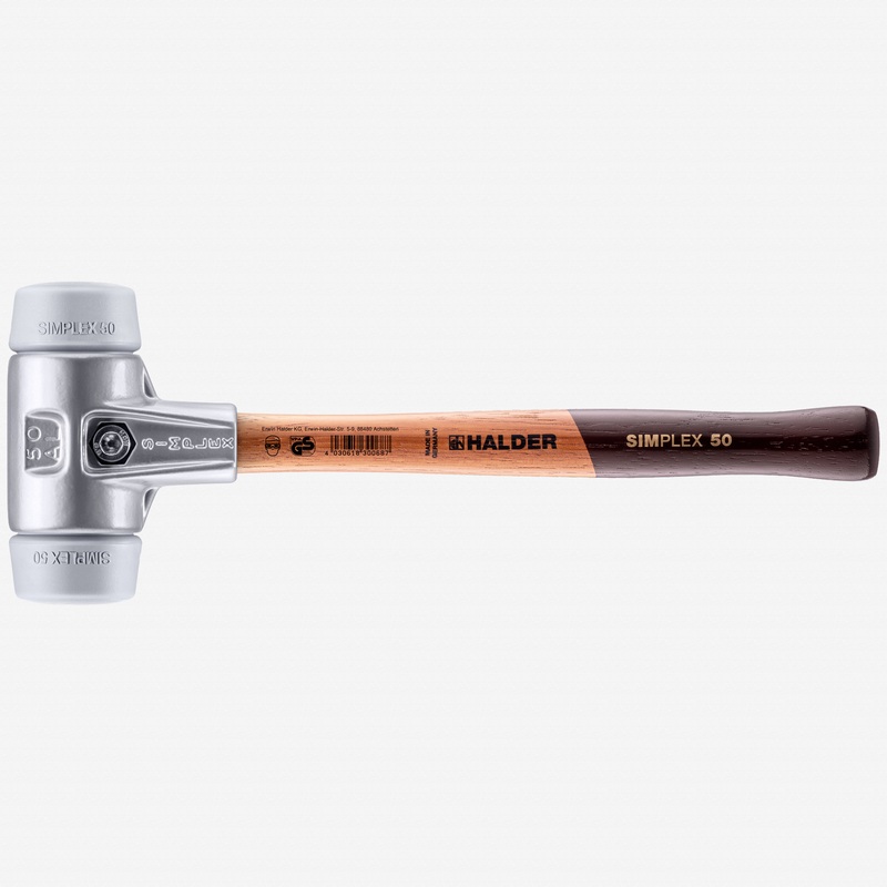 Halder Simplex Mallet with Grey Rubber Inserts and Lightweight Aluminum Housing, 1.97" / 22.4 oz.
