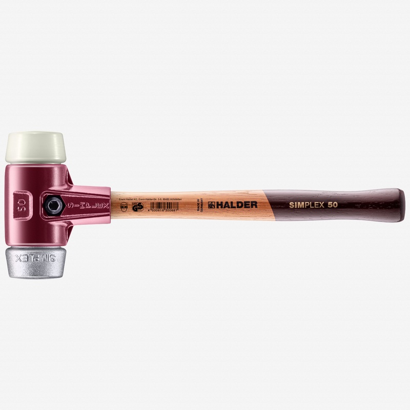 Halder Simplex Mallet with Nylon and Aluminum Inserts  / Cast Iron Housing and Wood Handle, 1.97" / 44.62 oz.