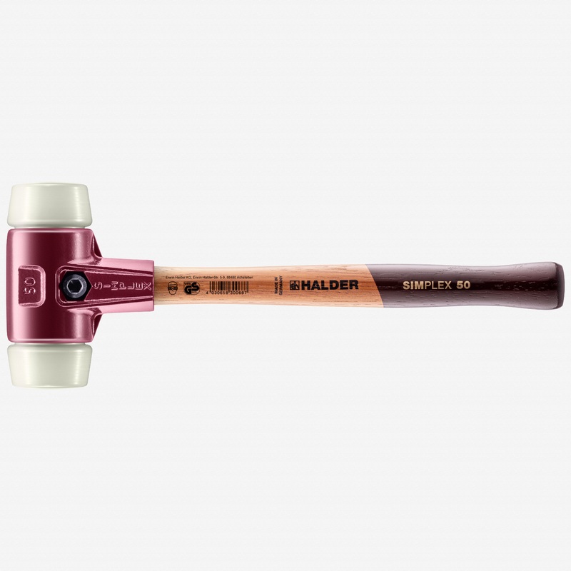 Halder Simplex Mallet with Nylon Inserts and Cast Iron Housing, 1.97" / 39.86 oz.