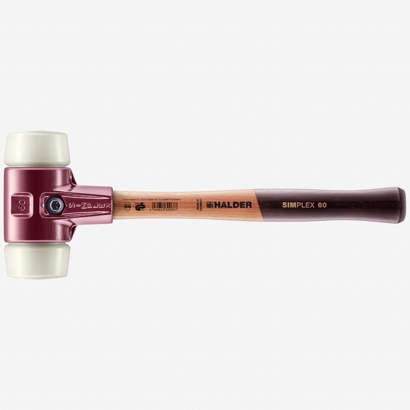 Halder Simplex Mallet with Nylon Inserts and Cast Iron Housing, 2.36" / 52.91 oz.