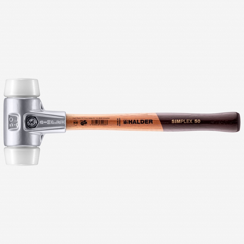 Halder Simplex Mallet with Superplastic Inserts and Lightweight Aluminum Housing, 1.97" / 23.81 oz.