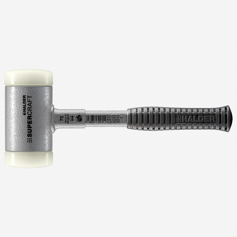 Halder Supercraft Dead Blow, Non-Rebounding Hammer with Nylon Face Inserts and Steel Housing, 2.76" / 79.37 oz.
