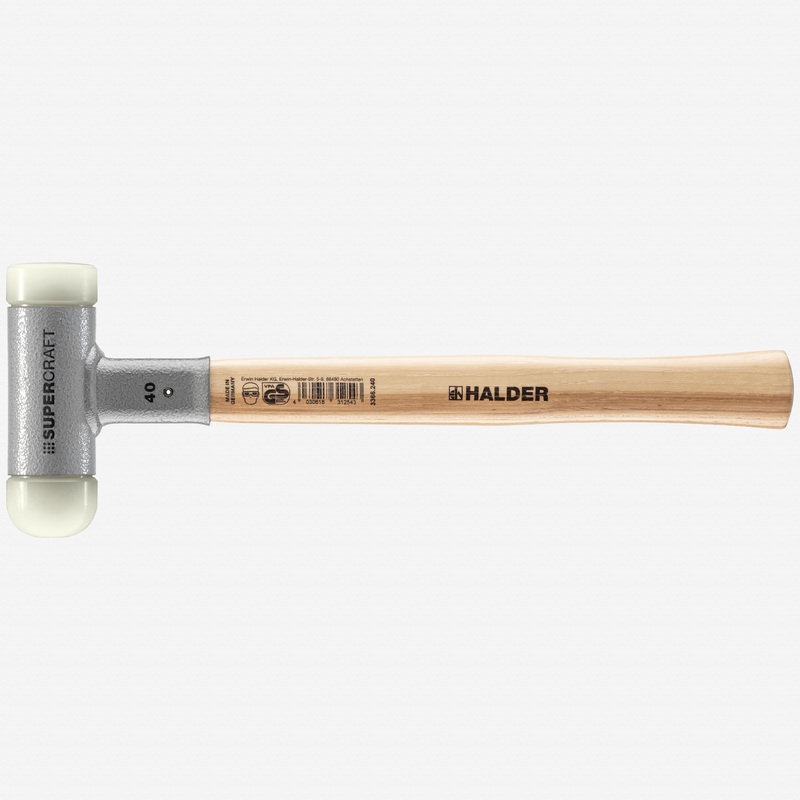 Halder Supercraft Dead Blow, Non-Rebounding Hammer with Rounded + Flat Nylon Face Inserts and Steel Housing, 1.57" / 25.22 oz.