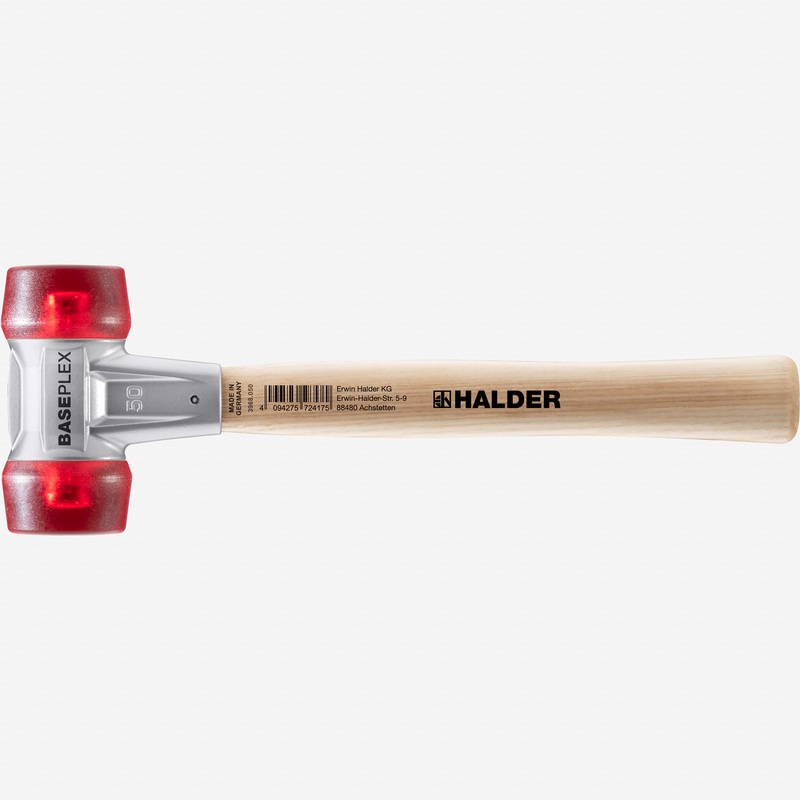 Halder Baseplex Mallet with Red Plastic Face Inserts and Zinc Die Cast Housing, 4.61" / 33.16 oz.