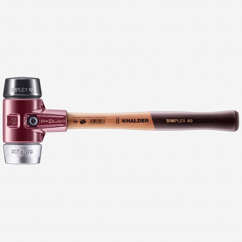 Halder Simplex Mallet with Black Rubber/Aluminum Inserts and Cast Iron Housing, 2.36" / 63.49 oz.
