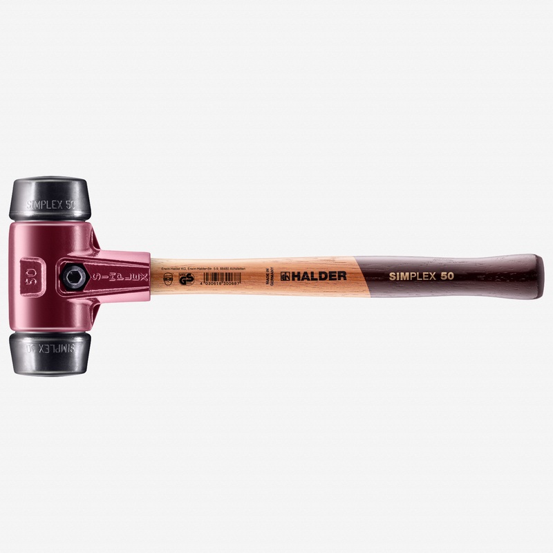 Halder Simplex Mallet with Black Rubber Inserts and Cast Iron Housing, 1.97" / 40.57 oz.