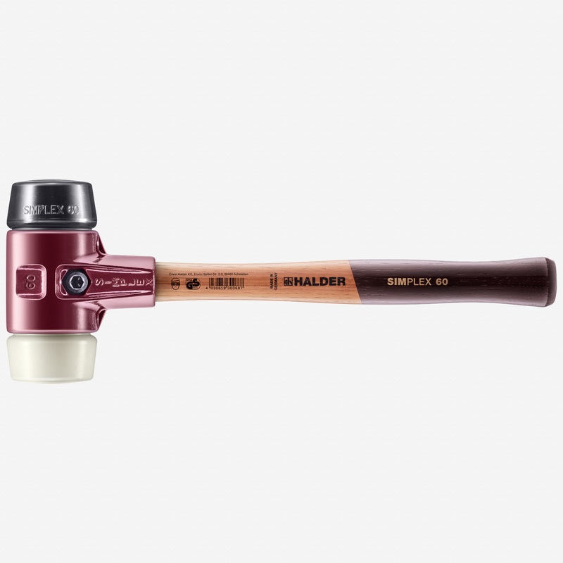 Halder Simplex Mallet with Black Rubber/Nylon Inserts and Cast Iron Housing, 2.36" / 53.62 oz.