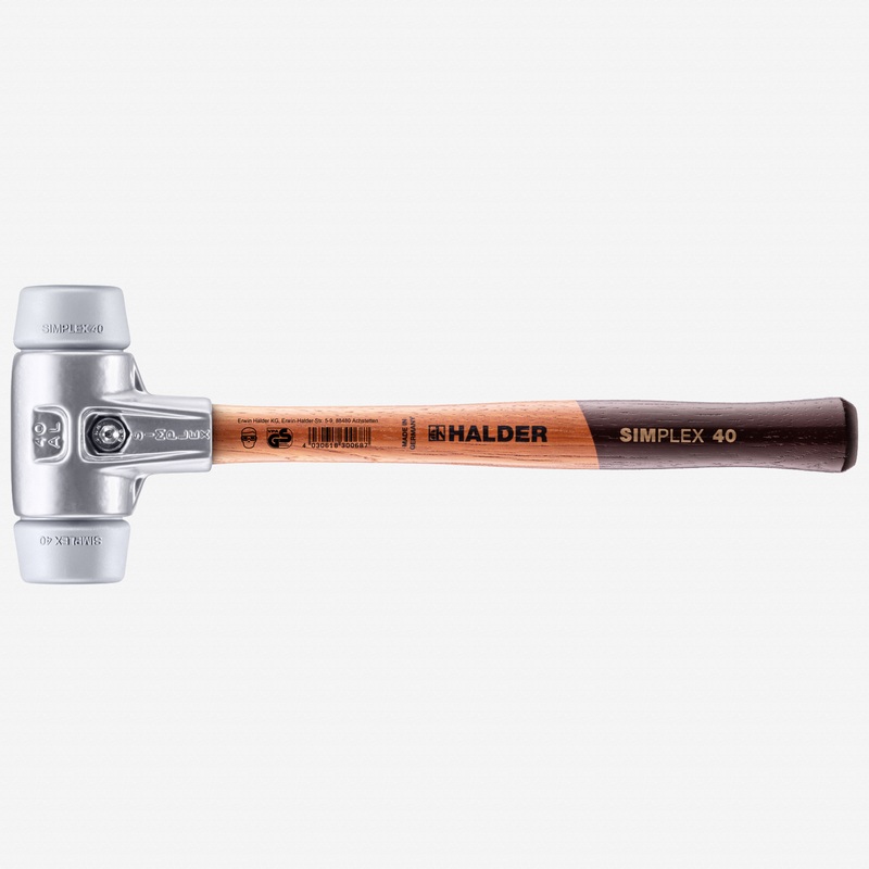 Halder Simplex Mallet with Grey Rubber Inserts and Lightweight Aluminum Housing, 1.57" / 12.7 oz.
