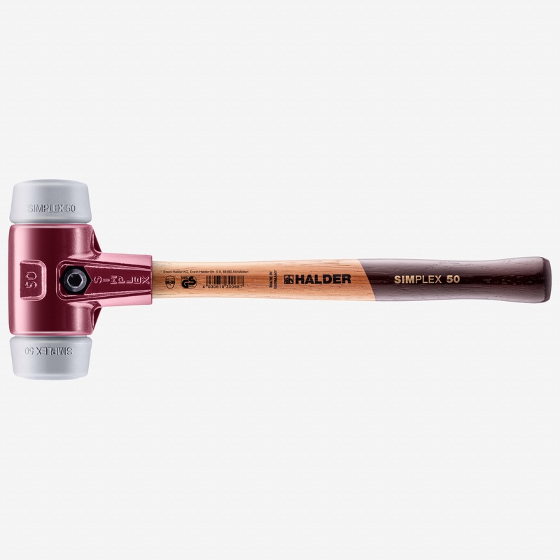 Halder Simplex Mallet with Non-Marring Grey Rubber Inserts and Cast Iron Housing, 1.97" / 37.74 oz.