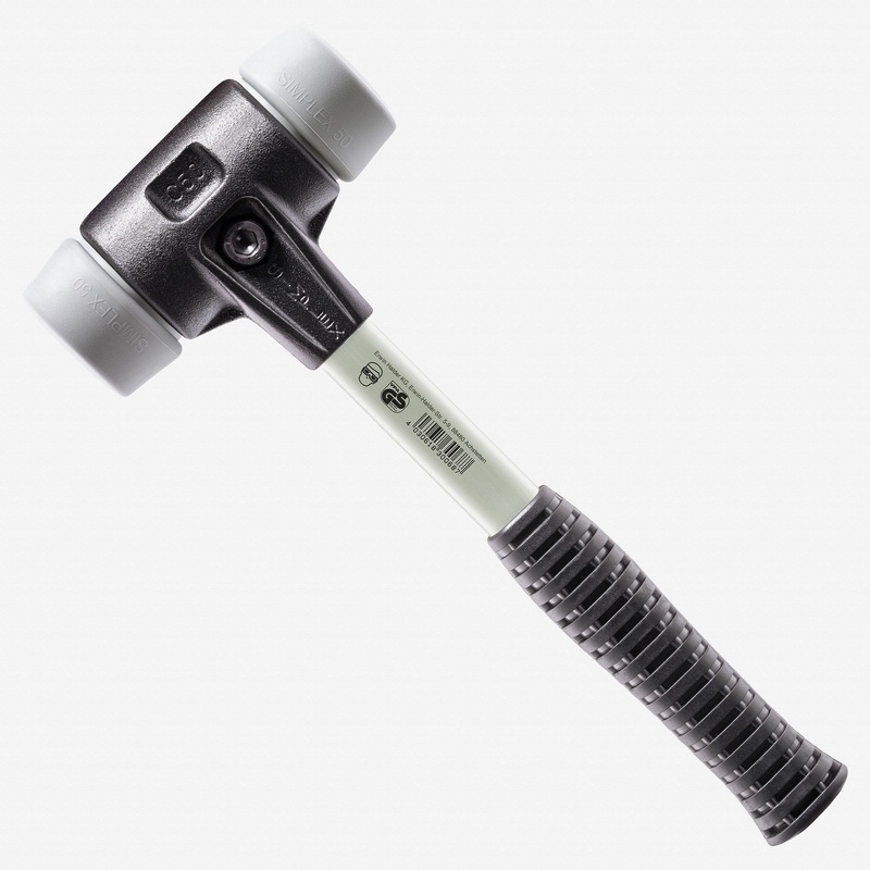 Halder Simplex Mallet with Non-Marring Grey Rubber Inserts and Heavy Duty Reinforced Housing, 1.18" / 15.87 oz.