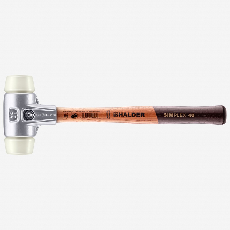 Halder Simplex Mallet with Nylon Inserts and Lightweight Aluminum Housing, 1.57" / 13.93 oz.