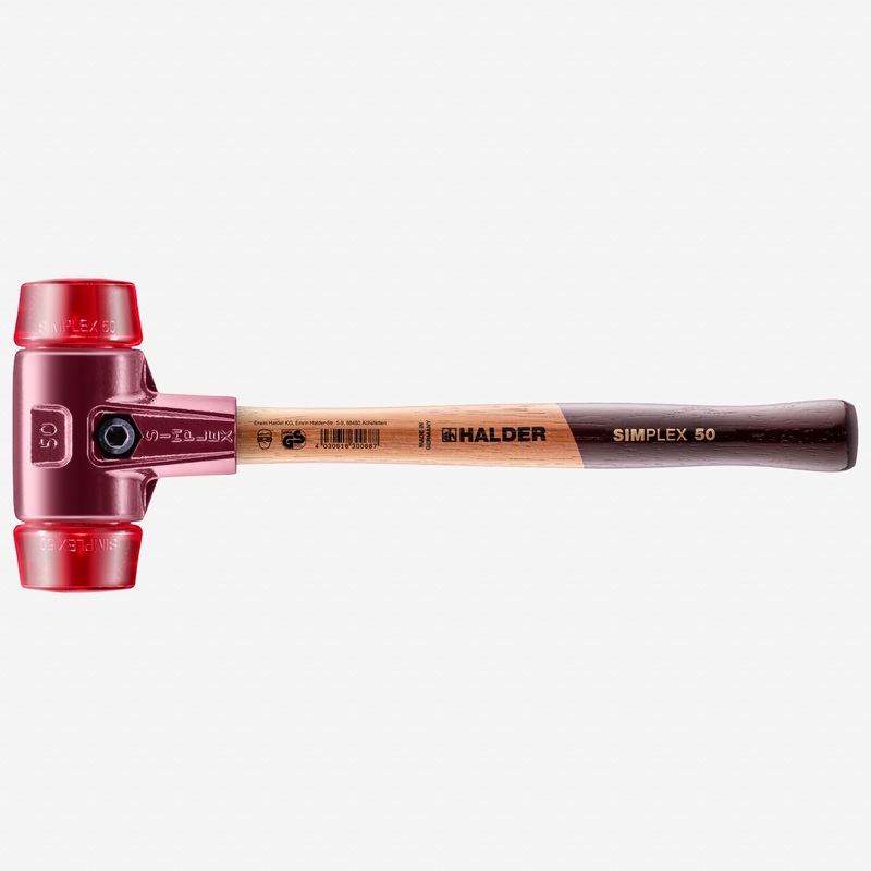 Halder Simplex Mallet with Red Acetate Plastic Inserts and Cast Iron Housing, 1.97" / 39.51 oz.