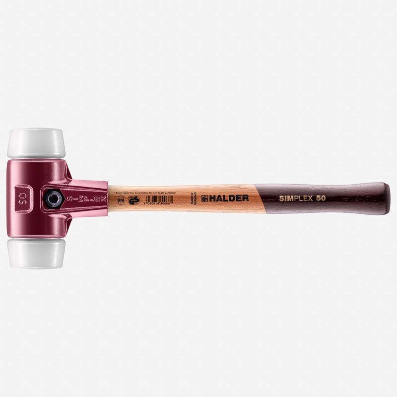 Halder Simplex Mallet with Superplastic Inserts  and Cast Iron Housing, 1.97" / 36.68 oz.