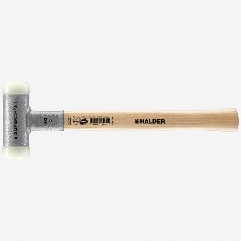Halder Supercraft Dead Blow, Non-Rebounding Hammer with Nylon Face Inserts and Steel Housing, 1.57" / 25.22 oz.