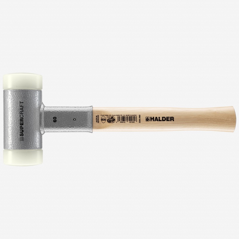 Halder Supercraft Dead Blow, Non-Rebounding Hammer with Nylon Face Inserts and Steel Housing, 2.36" / 60.14 oz.