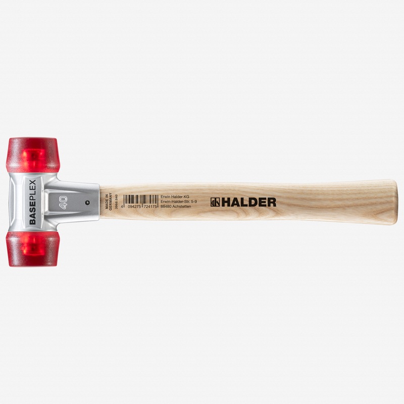 Halder Baseplex Mallet with Red Plastic Face Inserts and Zinc Die Cast Housing, 4.06" / 17.99 oz.