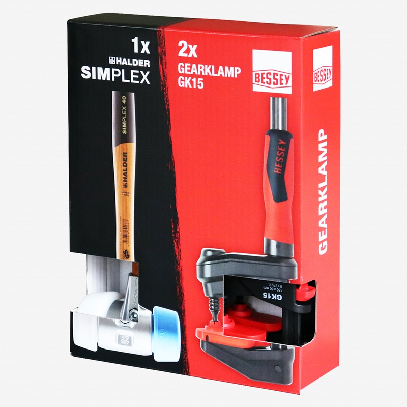 Halder Bonus Box Set SIMPLEX Mallet x Bessey Gearklamps, 3 Pieces