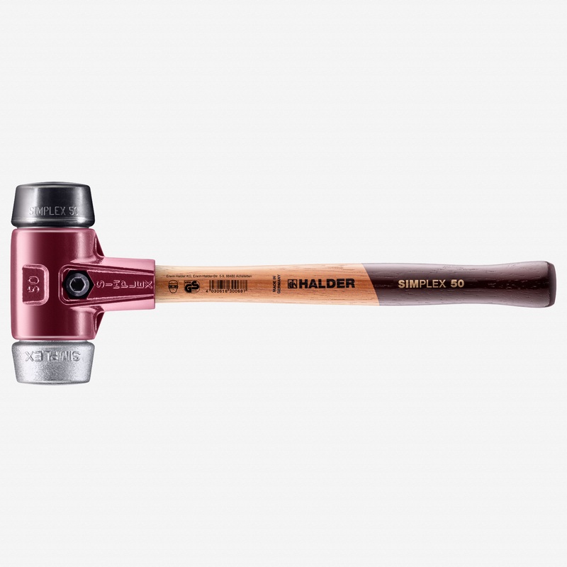 Halder Simplex Mallet with Black Rubber/Aluminum Inserts and Cast Iron Housing, 1.97" / 42.33 oz.