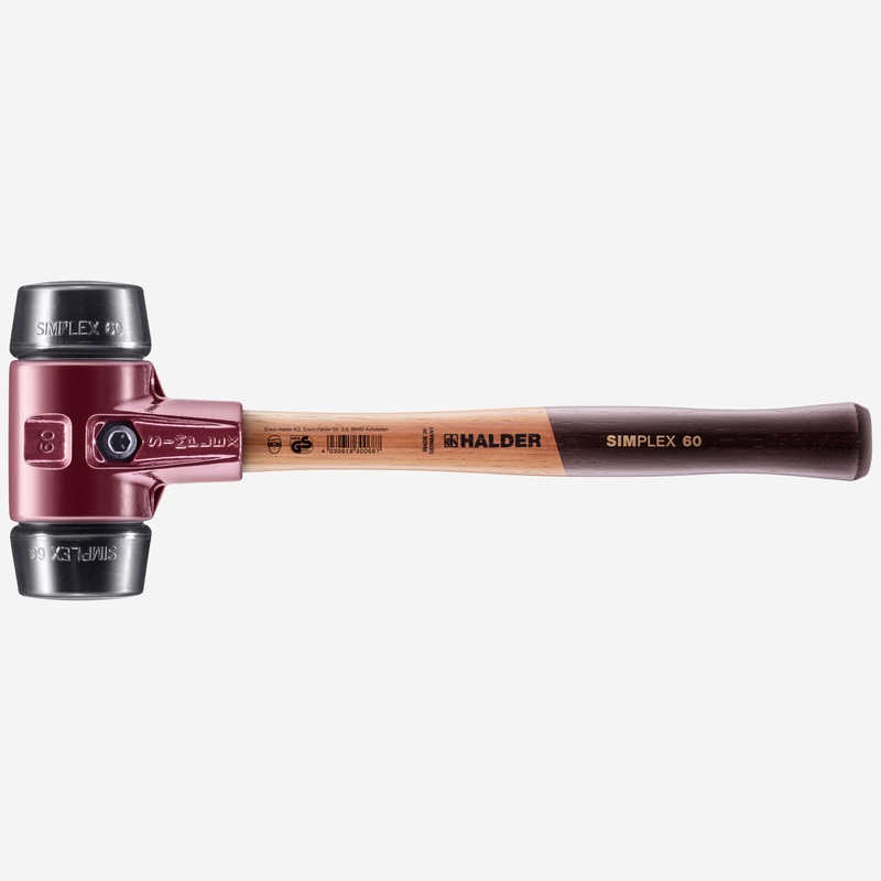 Halder Simplex Mallet with Black Rubber Inserts and Cast Iron Housing, 2.36" / 54.67 oz.