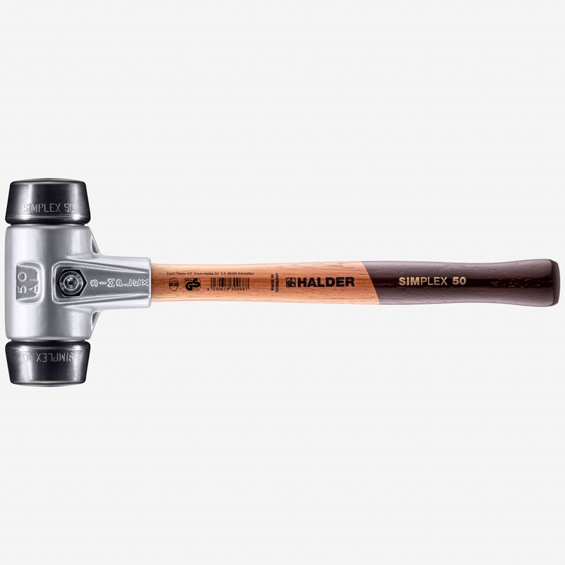 Halder Simplex Mallet with Black Rubber Inserts and Lightweight Aluminum Housing, 1.97" / 26.1 oz.
