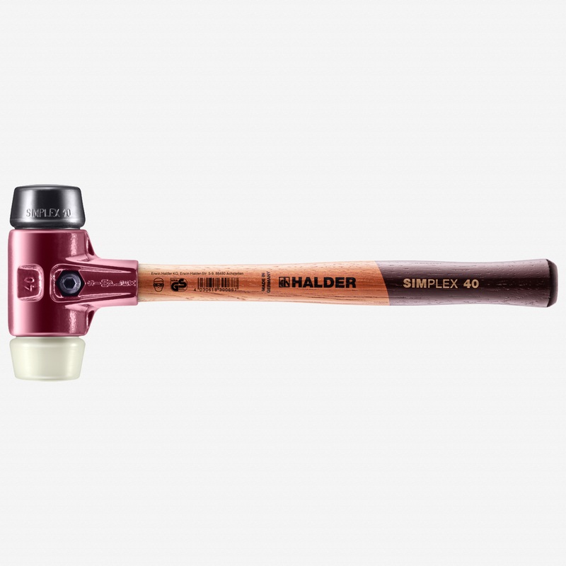 Halder Simplex Mallet with Black Rubber/Nylon Inserts and Cast Iron Housing, 1.57" / 22.93 oz.