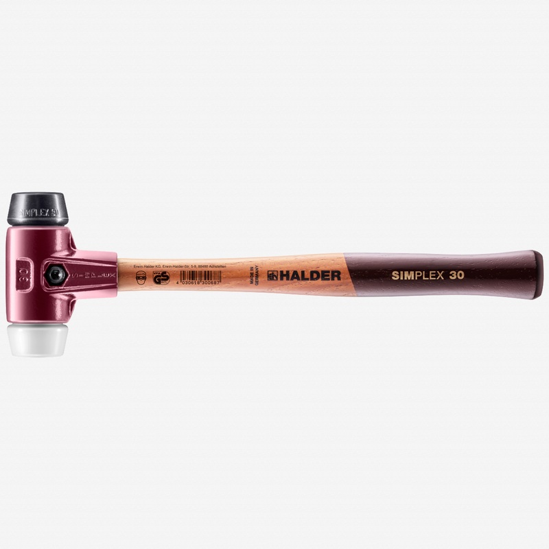 Halder Simplex Mallet with Black Rubber/Superplastic Inserts and Cast Iron Housing, 1.18" / 11.82 oz.