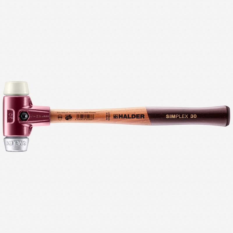 Halder Simplex Mallet with Nylon and Aluminum Inserts  / Cast Iron Housing and Wood Handle, 1.18" / 12.7 oz.