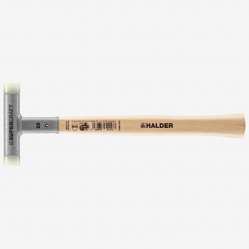 Halder Supercraft Dead Blow, Non-Rebounding Hammer with Nylon Face Inserts and Steel Housing, 0.79" / 8.64 oz.