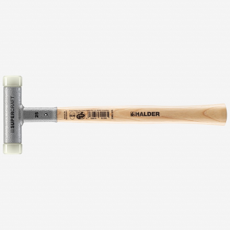 Halder Supercraft Dead Blow, Non-Rebounding Hammer with Nylon Face Inserts and Steel Housing, 0.98" / 11.46 oz.