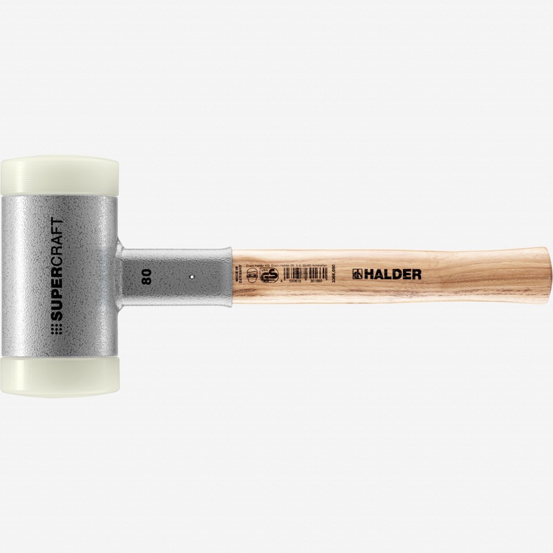 Halder Supercraft Dead Blow, Non-Rebounding Hammer with Nylon Face Inserts and Steel Housing, 3.15" / 113.23 oz.