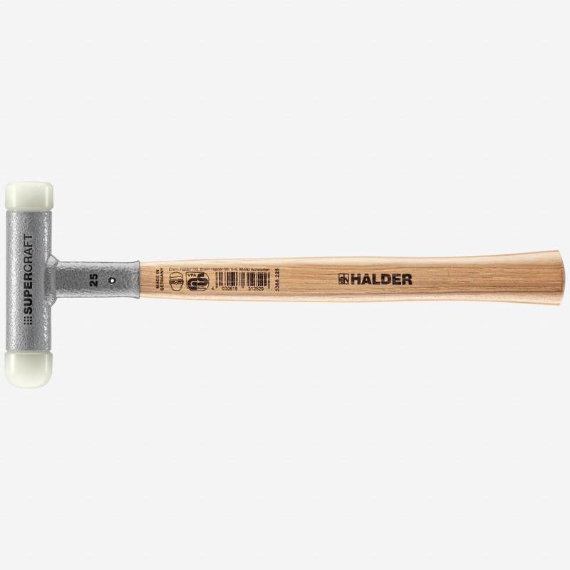 Halder Supercraft Dead Blow, Non-Rebounding Hammer with Rounded + Flat Nylon Face Inserts and Steel Housing, 0.98" / 11.46 oz.