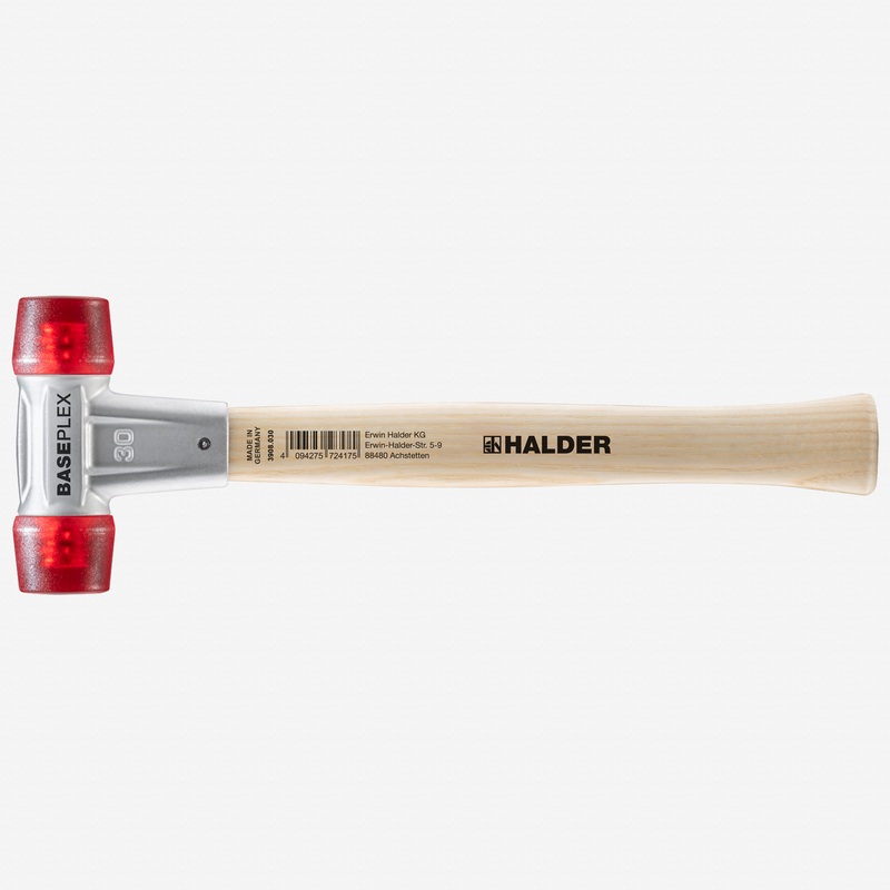 Halder Baseplex Mallet with Red Plastic Face Inserts and Zinc Die Cast Housing, 3.74" / 12.7 oz.