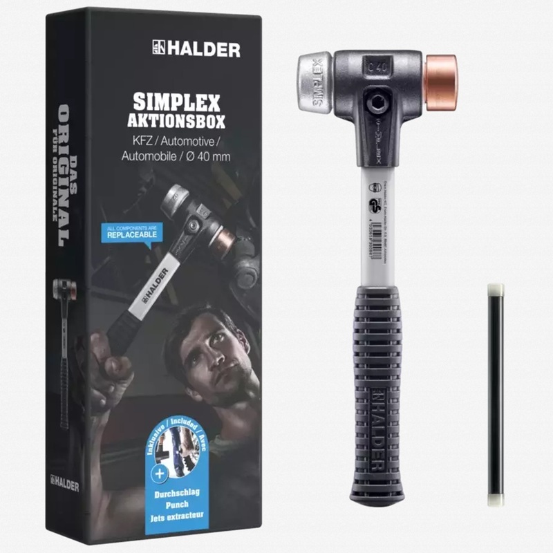 Halder Simplex D40 Mallet Set for Automotive and Metal Work, 2 Pieces