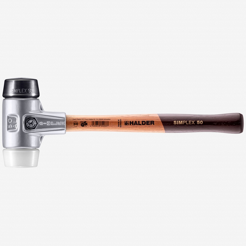 Halder Simplex Mallet with Black Rubber/Superplastic Inserts and Lightweight Aluminum Housing, 1.97" / 23.99 oz.