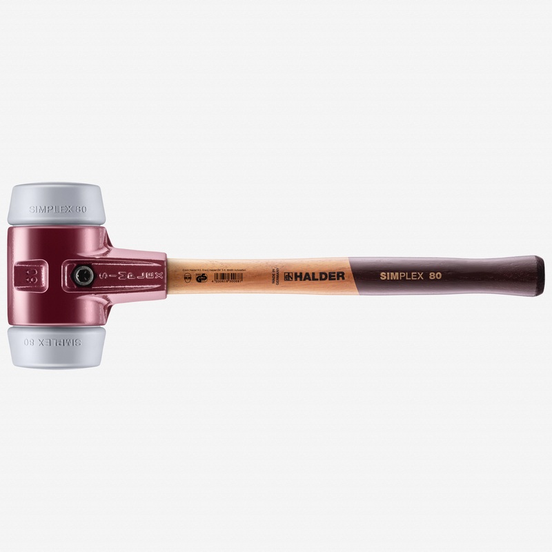 Halder Simplex Mallet with Non-Marring Grey Rubber Inserts and Cast Iron Housing, 3.15" / 96.83 oz.